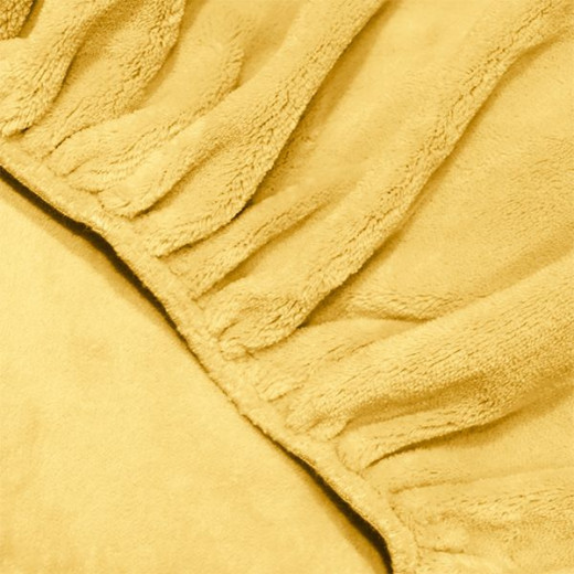 Nova home warmfit winter microfleece fitted sheet set yellow single/twin 2 pcs