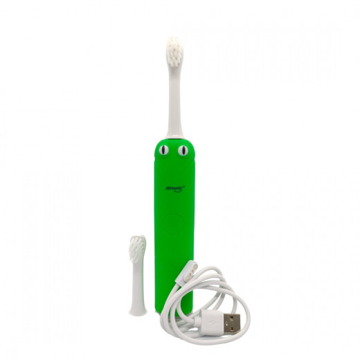 فرشاة أسنان كهربائية للأطفال باللون الاخضر بتصميم  ضفدع  من جيرمي