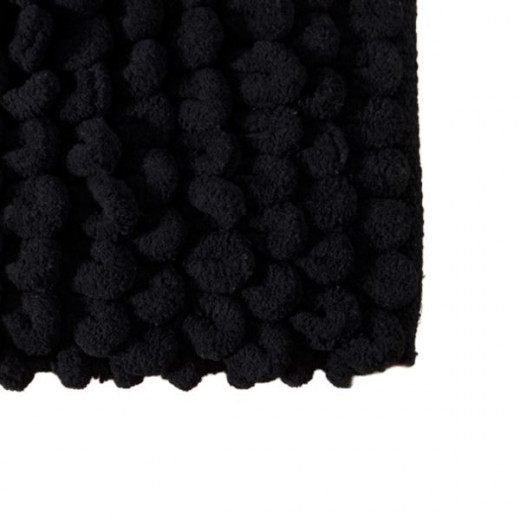 Nova Home Loopy Bath Mat, Chenille Cotton, Black Color, 50X80 Cm