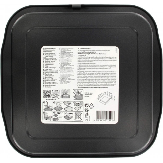 Zenker "Black Metallic" Brownie Baking Tin, Black, 27X26X5 Cm