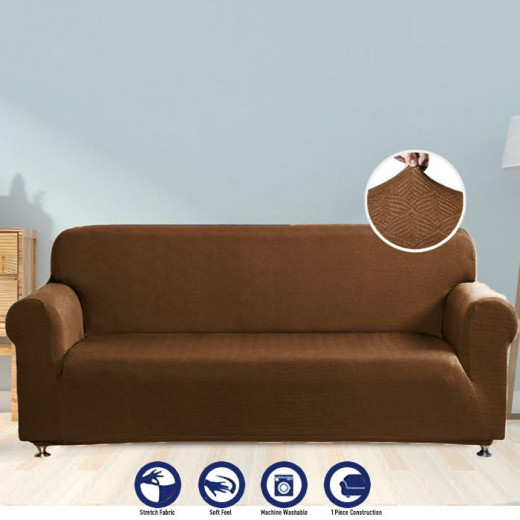 Nova home perfect fit stretch sofa cover, 1 seat, brown color