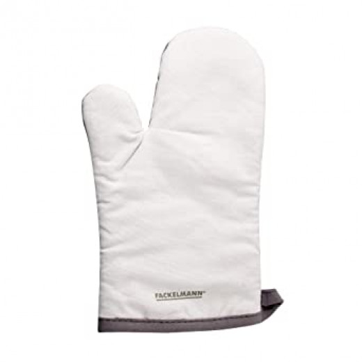 Fackelmann Cotton Oven Gloves, White and Grey Color