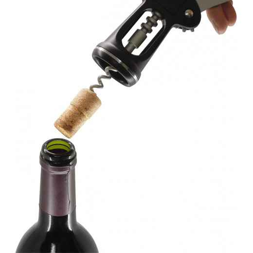 Fackelmann Corkscrew and Bottle Opener, Grey & Black Color