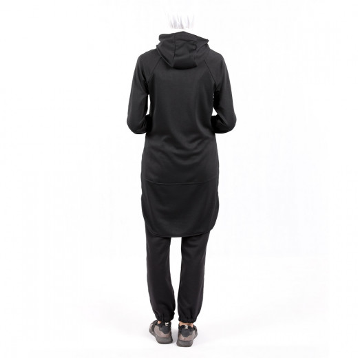 RB Women's Mid-length Running Hoodie, Medium Size, Black Color