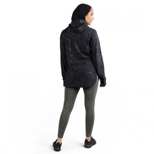 RB Women's Short Running Hoodie, Large Size, Marble Black Color