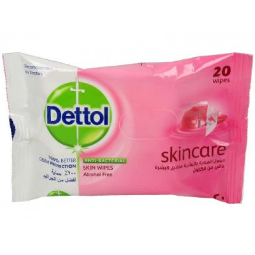 Dettol Skincare Anti Bacterial Skin Wipes, 20 Wipes