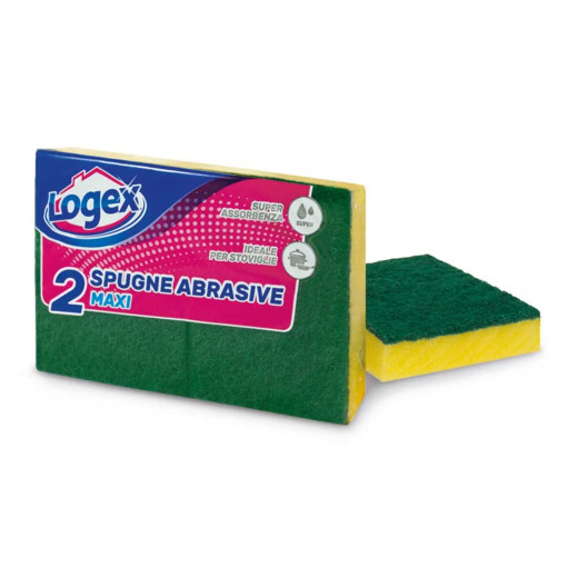 Logex Maxi Abrasive Sponge Scourer, 2 Pieces