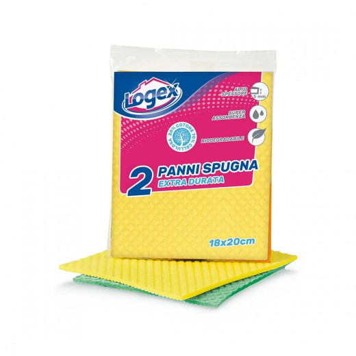 Logex Sponge Cloths for Cleaning Cellulose & Cotton, 2 Pieces