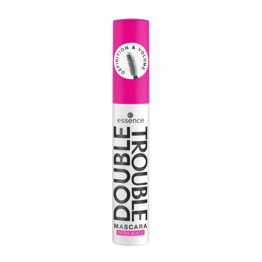 Essence Double Trouble Extra Black Waterproof Mascara, Pink Color