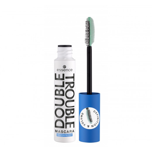 Essence Double Trouble Extra Black Waterproof Mascara, Blue Color