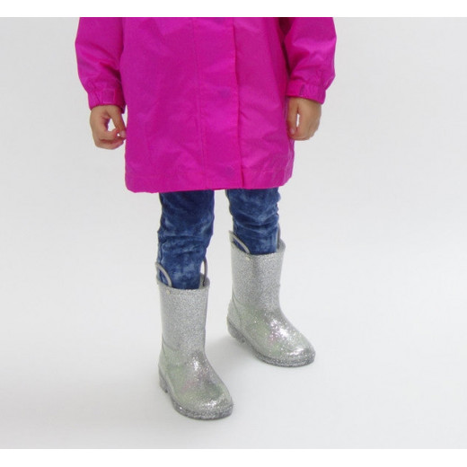 أحذية المطر اللامعة للأطفال، باللون الفضي، مقاس 20 من ويسترن شيف