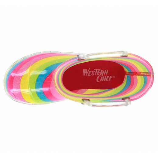 Western Chief Kids Rainbow Lighted Rain Boot, Multi Color, Size 20