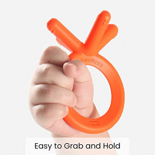 Comotomo Baby Finger Sized Silicone Teether, Orange Color