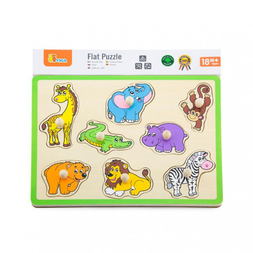 Viga Flat Puzzle, Wild Animals Design