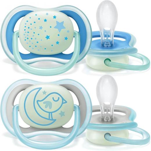 Philips Avent Ultra Air Nighttime Pacifier, 6-18 months, blue, 2 pack