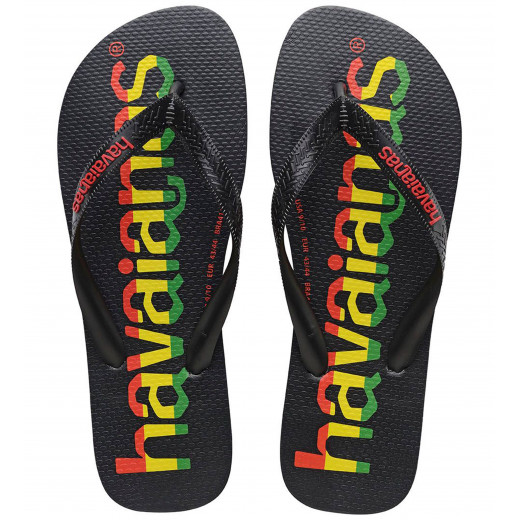 Havaianas Top Logo Mania Flip Flop, Black And Ruby Red Color, Size 39/40