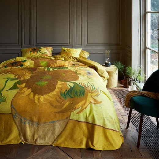 Bedding house van gogh duvet cover set, yellow color, king and super king size, 3 pieces