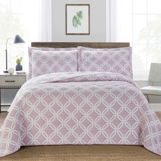 Nova home diagonal jacquard bed spread, light purple color, king size