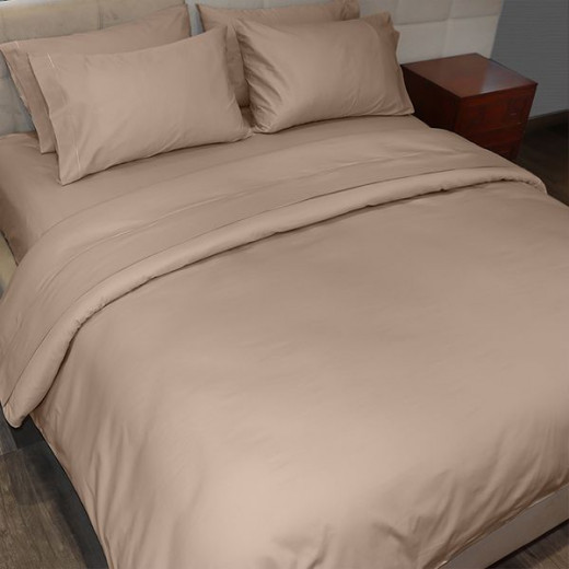 Fieldcrest plain duvet cover, cotton, linen color, king size