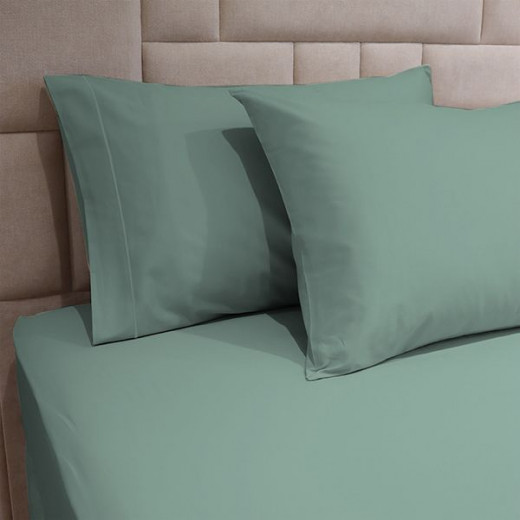 Fieldcrest plain fitted sheet set, cotton, jade color, king size, 3 pieces