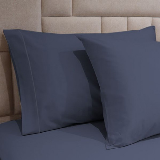 Fieldcrest Plain Fitted Sheet Set, Cotton, Navy Blue Color, Queen Size, 3 Pieces