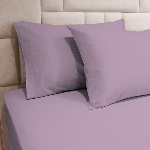 Fieldcrest plain fitted sheet set, cotton, plum color, queen size, 3 pieces