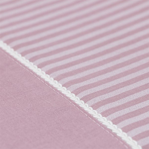 Cannon dots and stripes fitted sheet set, poly cotton, rose color, queen size, 3 pieces