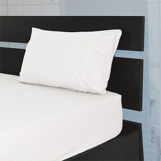 Cannon dots and stripes bed sheet set, poly cotton, white color, king size, 4 pieces