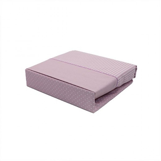 Cannon dots and stripes bed sheet set, lilac color, queen size, 4 pieces