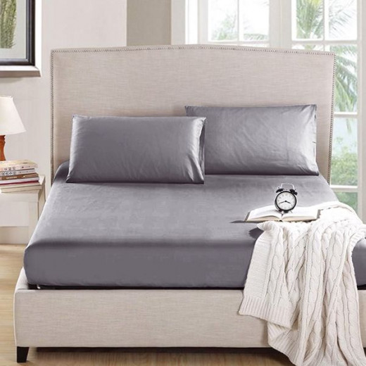 Nova home microbasic fitted sheet set, twin size, grey color