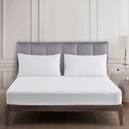 Nova Home UltraPlain Fitted Sheet Set, King Size, White Color