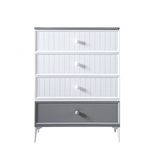 Pierre cardin neo baby room dresser with shelf, white color