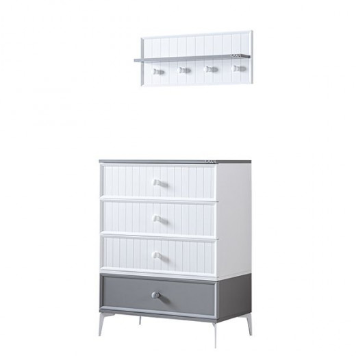 Pierre cardin neo baby room dresser with shelf, white color