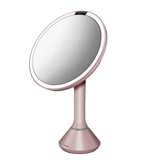 Simplehuman stainless steel sensor mirror, pink color, 20 cm