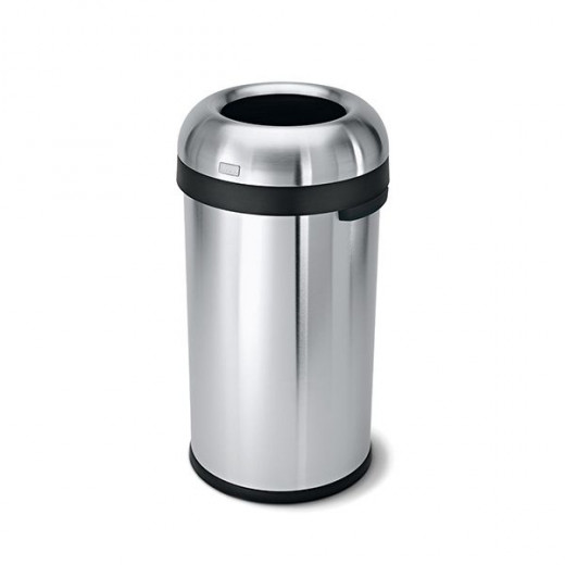 Simplehuman open bullet trash bin, stainless steel, brushed, 60 liter