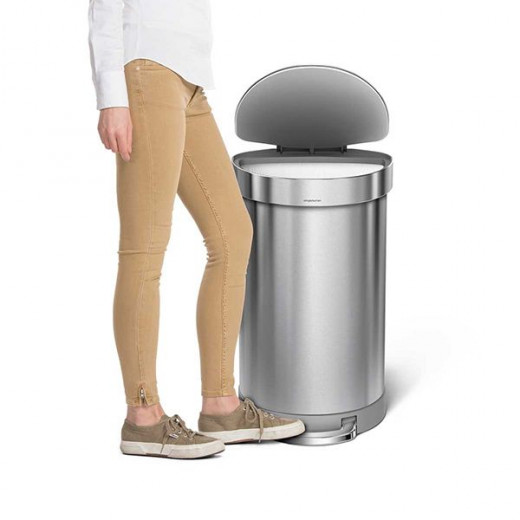 Simplehuman trash bin semi round, stainless steel, brushed, 45 liter