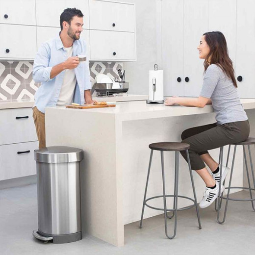 Simplehuman trash bin semi round, stainless steel, brushed, 45 liter