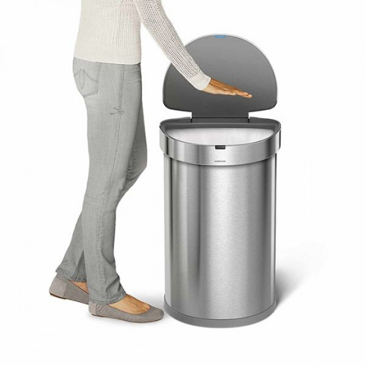 Simplehuman Sensor Trash Bin Semi Round, Stainless Steel, Brushed, 45 Liter