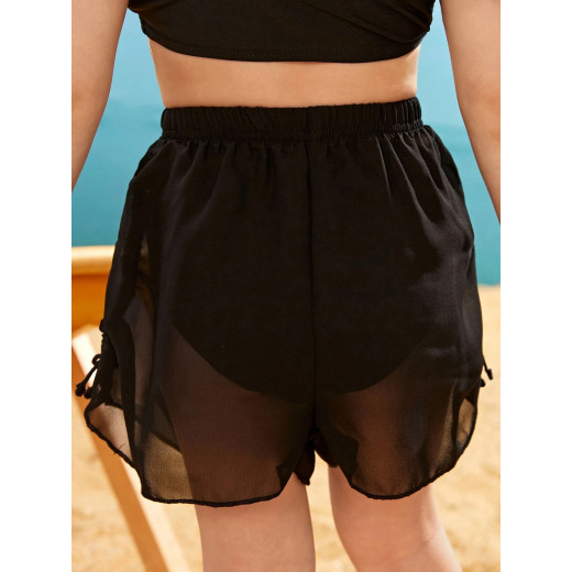 Girls Ruched Tie Side Chiffon Cover Up Shorts