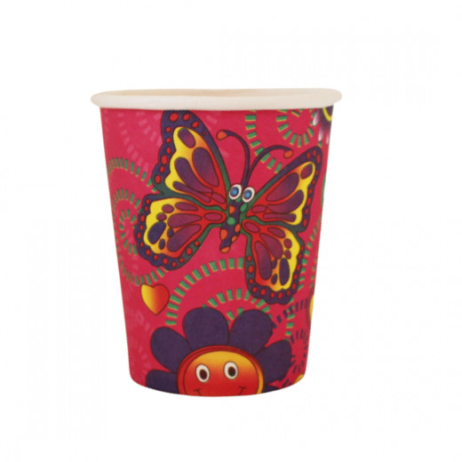 Disposable Paper Cups, Butterfly & Flowers Design