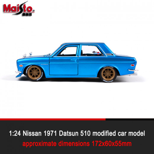سيارة داتسون 510 موديل 1971 مقياس 1:24, اللون الأزرق من مايستو