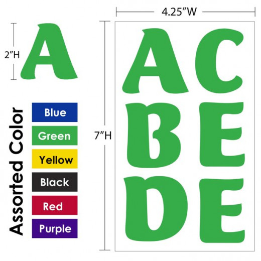 Bazic Alphabet & Numbers Stickers, Assorted Color  , 72pack