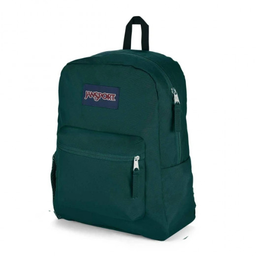Jansport Cross Town Backpack, Juniper Design, Dark Green Color