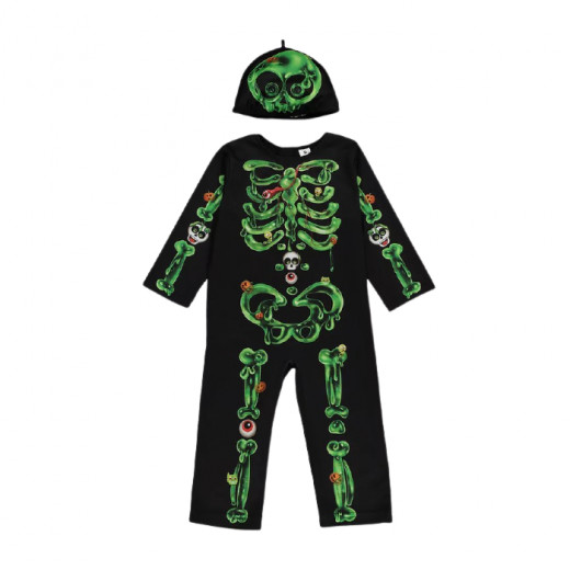 Black Green Skull Costume, 3, 4 Years