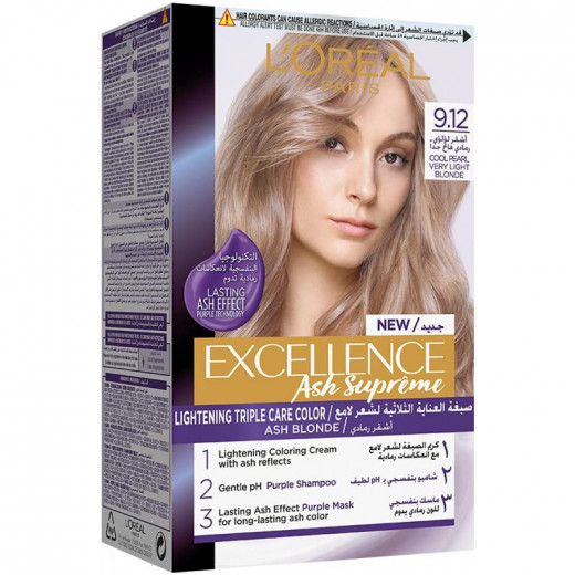 LOréal Paris Excellence Ash Supreme AntiBrass Permanent Hair Colour, Number 9.12 , 250 Ml