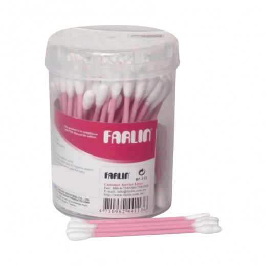 Farlin - Paper-Stem Cotton Buds 100 pieces, Pink