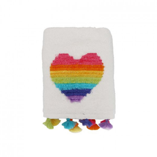 بشكير منشفة مطرز للأطفال, بتصميم القلب, مصنوع من القطن, متعدد الألوان من نوفا هوم