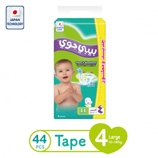 Baby Joy Diapers Large Size 4, 10-18 kg, 44 Piece