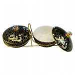 Oil And Thyme Porcelain Set With Metal Stand, Black Color