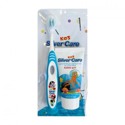 Silver Care Toothbrush And Toothpaste Kid's Kit, Blue Color